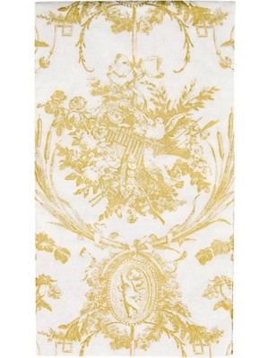 Caspari Romantic Toile Gold Guest Towel Napkins - 15 Per Package