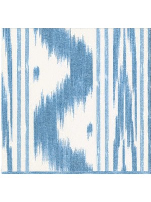 Caspari Toile De Nantes Blue Paper Linen Cocktail Napkins - 15 Per Package