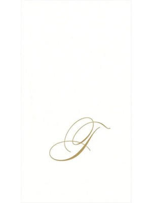 Caspari White Pearl & Gold Paper Linen Single Initial Boxed Guest Towel Napkins - 24 Per Package