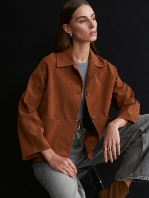 Dilvin 60777 Cepli Süet Ceket-Camel