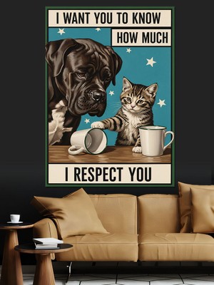 Artmeg Kedi ve Köpek Kurala Uy Dekoratif Kanvas - Mdf Ahşap Tablo