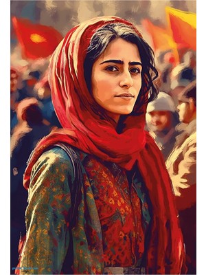 Zerya Kırmızı Şallı Kadın Posteri