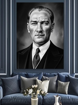 Tablomega Mustafa Kemal Atatürk Portresi Dekoratif Kanvas - Mdf Ahşap Tablo