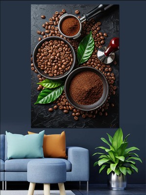 Tablomega Kahve Çekirdekleri Dikey Manzara Dekoratif Kanvas - Mdf Ahşap Tablo
