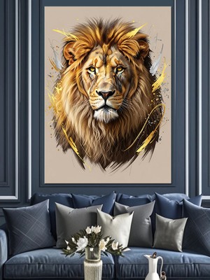 Tablomega Aslan Kral Orman Yöneticisi Dekoratif Kanvas - Mdf Ahşap Tablo