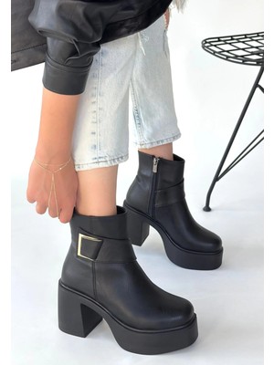 Seçkin Trend Lonji Siyah Cilt Topuklu Bot