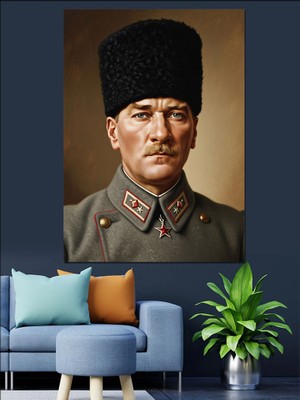 Karizma Tablo Mustafa Kemal Atatürk Portresi Dekoratif Kanvas - Mdf Ahşap Tablo