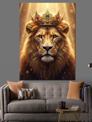 Artmeg Güçlü Heybetli Kral Aslan Portresi Dekoratif Kanvas - Mdf Ahşap Tablo