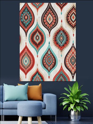 Karizma Tablo Renkli Desen Abstrakt Çizim Dekoratif Kanvas - Mdf Ahşap Tablo