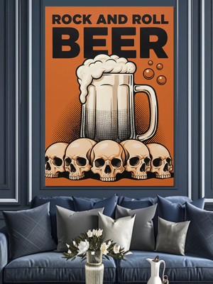 Karizma Tablo Rock Roll Bira Köpüğü Dekoratif Kanvas - Mdf Ahşap Tablo