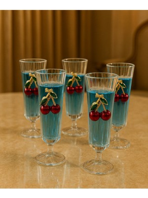 Yzhome 6 Lı Kristal Cam Kiraz Kahve Yanı Bardağı Su Bardak 150ML