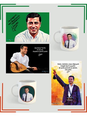 Zerya Selahattin Demirtaş Resimli Kupa ve Poster Seti - Demirtaş Posterleri (2 Kupa 3 Poster)
