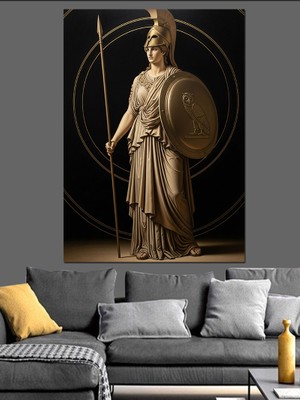 Tablomega Yunan Savaşçı Kadın Heykeli Dekoratif Kanvas - Mdf Ahşap Tablo