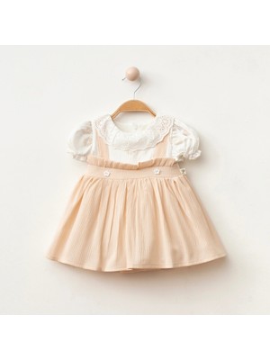 My Lusa Baby Papatya Işlemeli Düğmeli Kız Bebe Elbise
