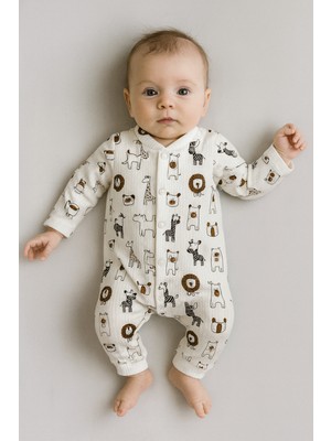 Omy %100 Pamuklu 3-6-9 Ay Desenli Tulum&hastane Çıkışı Yenidoğan Baskılı Tulum Extra Konfor 88013