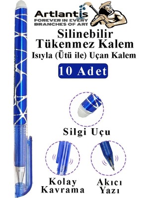 Artlantis Siyah Silinebilir Tükenmez Kalem 10 Adet Bıa Silinebilir Jel Pilot Kalem Mürekkepli Kolay Silinebilir Kumaş Kalemi