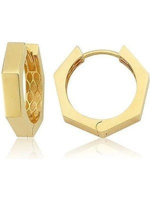 Zeya Kuyumculuk 14 Ayar Altın Altıgen Küpe