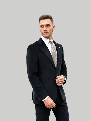 HERMOSE Heritage | Onyx Siyah İnce Fitilli Kadife Ceket