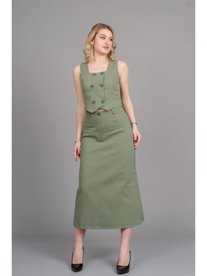 MissVina Yelek Etek Gabardin Kot Takım 1242