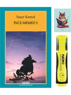 Ince Memed - 3 Yaşar Kemal Yapı Kredi Yayınları-Sarı Fosforlu Kalem-Not Defter Seti