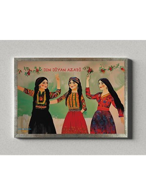 Zerya Postera Jin Jiyan Azadî - Jin Jiyan Azadi Posteri (32X47 cm Çerçeveli)