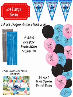 snowparty Stitch Lilo ve Stiç Doğum Günü Parti Malzemeleri Süsleri Seti