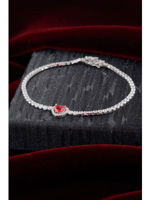 Innuendo 925 Ayar Gümüş Pembe Kalpli Su Yolu Bileklik