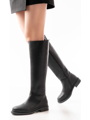 Zerenyus ZRİN-3007 Premium Siyah Fermuarlı Günlük Kadın Çizme