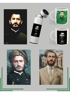 Zerya Qazi Muhammed Posteri - Qazi Muhammed Tasarımlı Kupa Termos ve Poster Seti (2 Kupa 1 Termos)