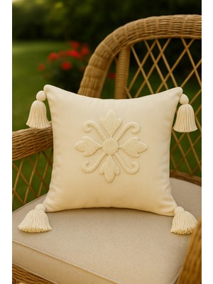 Saymine Kelebek Figürlü Duck Keten Kırlent Kılıfı