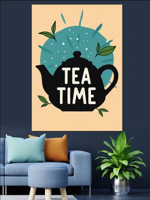 Artmeg Çay Saati Temalı Çizim Dekoratif Kanvas - Mdf Ahşap Tablo