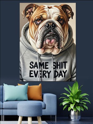 Artmeg Kapüşonlu Köpek Duruyor Dekoratif Kanvas - Mdf Ahşap Tablo