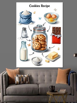 Tablomega Kurabiye Tarifi Yemek Malzemeleri Dekoratif Kanvas - Mdf Ahşap Tablo
