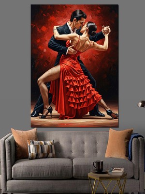 Karizma Tablo Tutkulu Salsa Dansı Çifti Dekoratif Kanvas - Mdf Ahşap Tablo