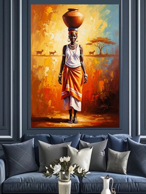 Artmeg Afrikalı Kadın Dekoratif Kanvas - Mdf Ahşap Tablo