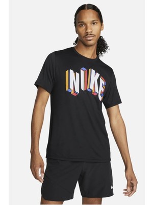 Nike Pro Dri Fit Men's Tight Fit Top Slim Fit Kısa Kollu Siyah Sweatshirt Body