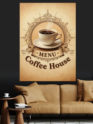 Tablomega Kahve Fincanı Retro Poster Dekoratif Kanvas - Mdf Ahşap Tablo