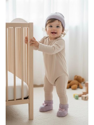 Livona Store Yeni Doğan Bebek Için El Örgüsü Bere & Patik Seti