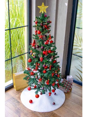 Aden Beyaz Tavşan Tüyü Yılbaşı Ağacı Altı Halısı | Yumuşak Dokulu Çam Ağacı Eteği Halısı | GYA0305