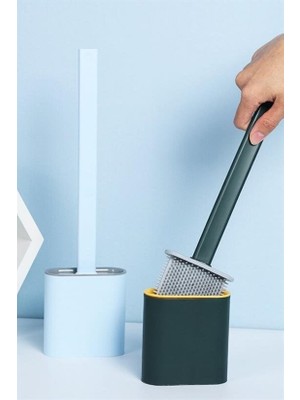 My TechCat Mytechcat® Duvara Monte Edilebilir Kapaklı Askılı Klozet Yumuşak Silikon Başlıklı Tuvalet Fırçası