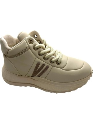 Guja Hafif Tasarım Içi Miflonlu Bilekli Bej Renk Kadın Sneaker Ayakkabı