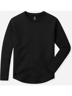 Bafk Ad Erkek Siyah Bisiklet Yaka Basic Sweatshirt