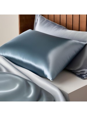 My TechCat Antibakteriyel Terletmeyen Ipek Saten Yastık Kılıfı 2'li 50X70 Mavi