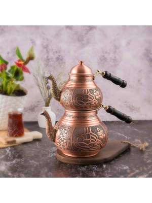 El Işlemeli Bakır Çaydanlık Takımı, Geleneksel Tasarım, Dayanıklı ve Şık