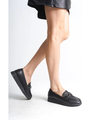 Joy Ayakkabı Gıselle Ortopedik Rahat Taban Toka Detaylı Klasik Kadın Babet Anne Ayakkabısı  Cst - Siyah