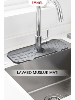Eynel Elastik Musluk Matı Su Tutucu Düzenleyici Silikon Kaydırmaz Mutfak Banyo Lavabo Tezgah Üstü Matı