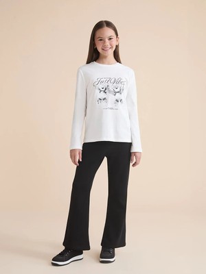 LC Waikiki Lcw Kids Siyah Beli Lastikli Kız Çocuk Eşofman Altı