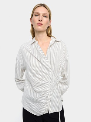 Parfois Drape Detaylı Çizgili Gömlek