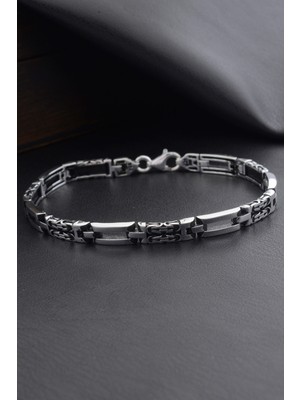 Innuendo 925 Ayar Gümüş Zincir Desenli Erkek Bileklik