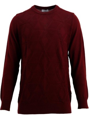 Uki Bordo Bisiklet Yaka Triko Kazak